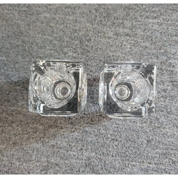 Pair of Riihimäki / Riihimäen "Rengas" Reversible Glass Candle Holders - Picture 2 of 7